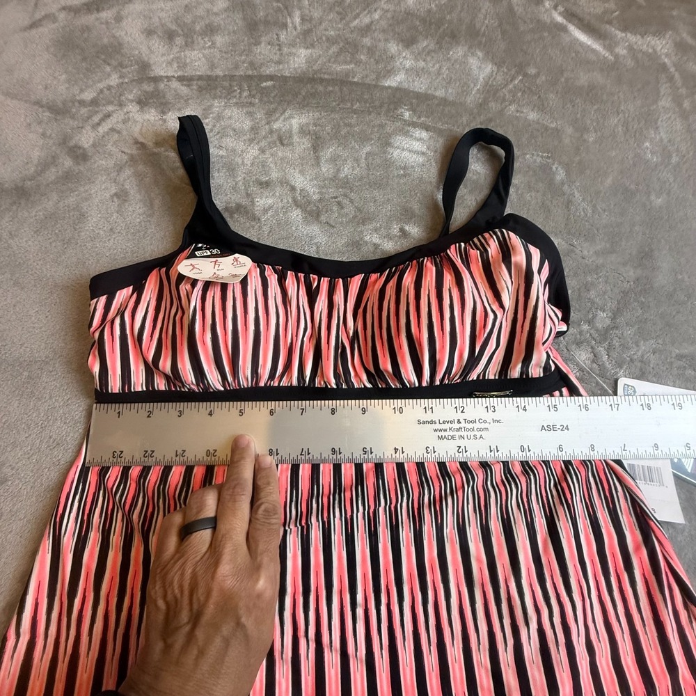 NWT ZeroXposur Starfish Tankini Top Size 16 Pink Black Striped Swim Top UPF 30+ - Picture 13 of 14
